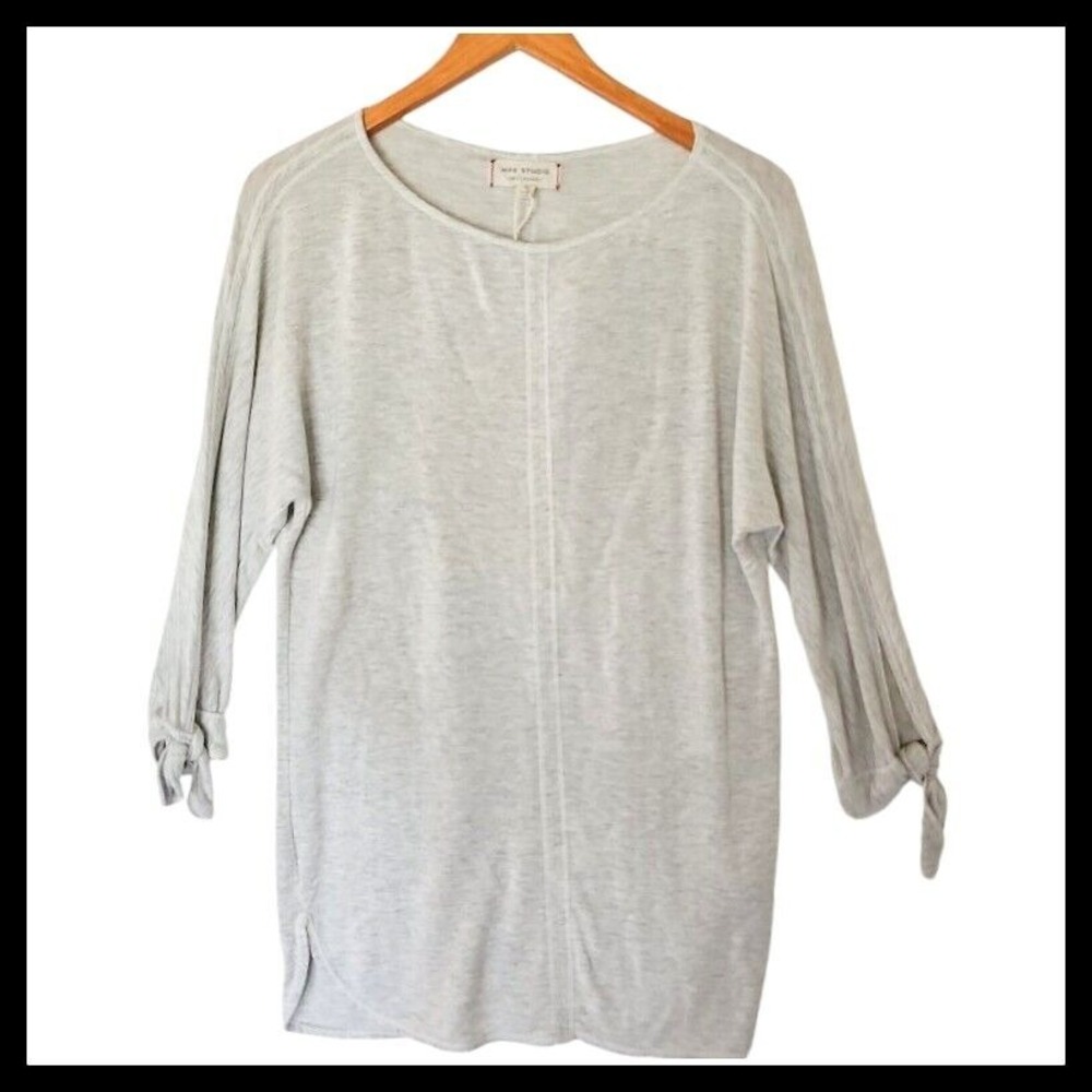 Max Studio Weekend Crewneck Casual Stretch Cream Gray Tan‎ Long Sleeve Top XS